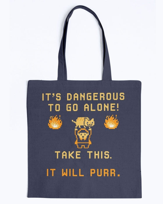 Take This It Will Purr Canvas Tote - Navy / M