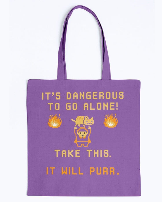 Take This It Will Purr Canvas Tote - Purple / M
