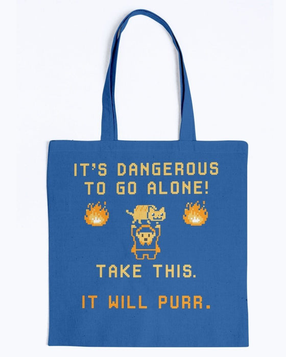Take This It Will Purr Canvas Tote - Royal / M