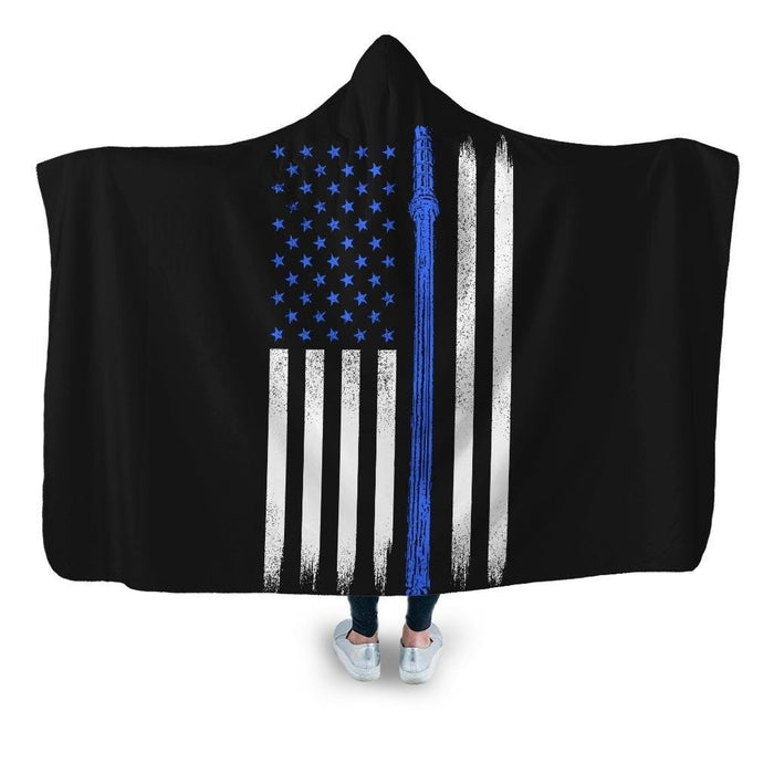 The Blue Line Flag Hooded Blanket - Adult / Premium Sherpa
