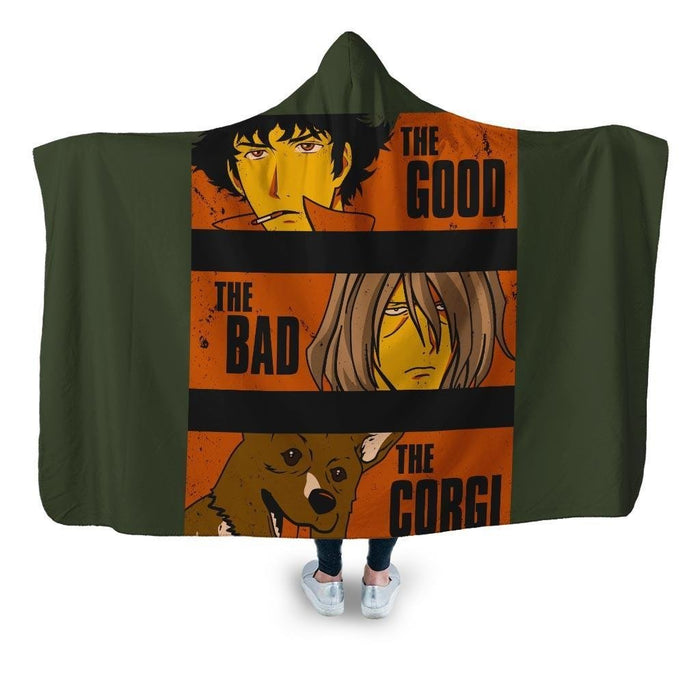 The Good Bad And Corgi Hooded Blanket - Adult / Premium Sherpa