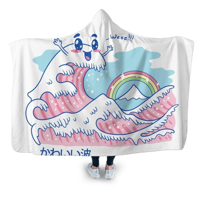 The Great Kawaii Wave Hooded Blanket - Adult / Premium Sherpa