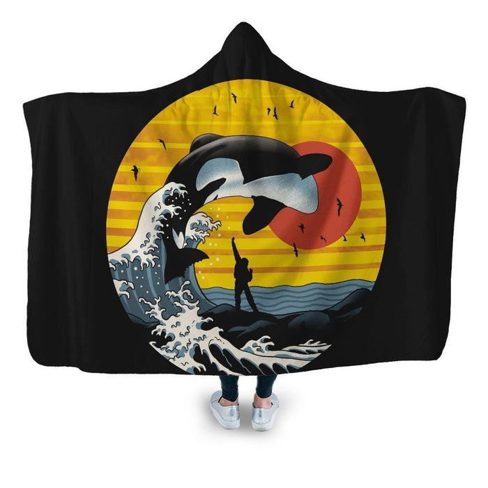 The Great Killer Whale Hooded Blanket - Adult / Premium Sherpa
