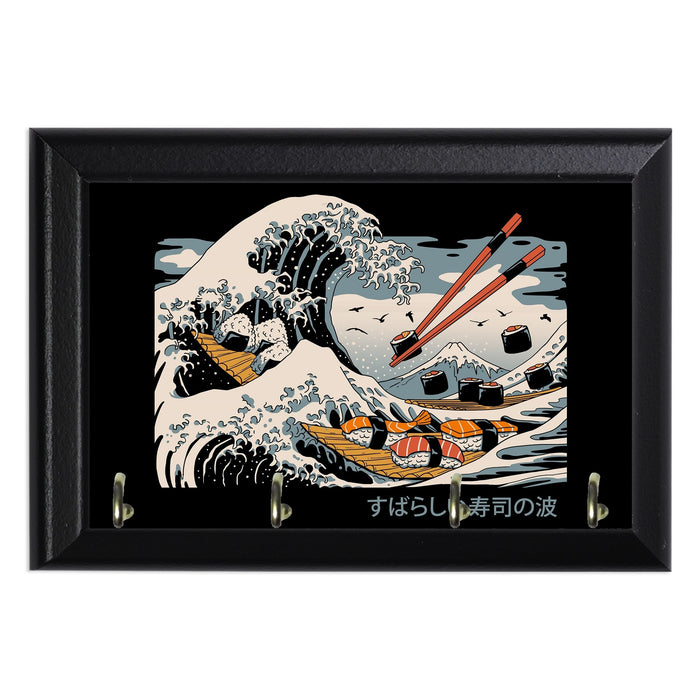 The Great Sushi Wave Wall Plaque Key Holder - 8 x 6 / Yes