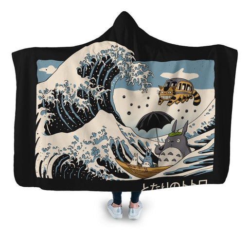 The Great Wave Of Spirits Hooded Blanket - Adult / Premium Sherpa