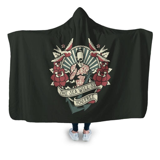 The Sea Will Set You Free Hooded Blanket - Adult / Premium Sherpa