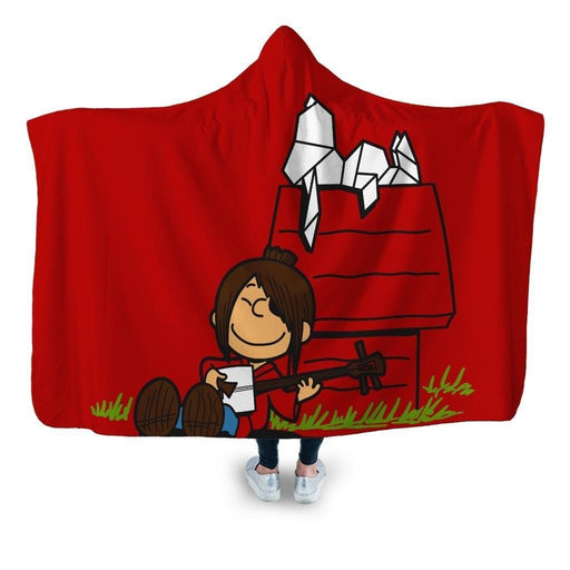 The Storyteller And His Origami Hooded Blanket - Adult / Premium Sherpa