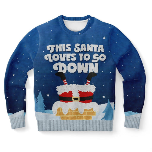 This Santa Loves To Go Down All Over Print Sweater - XS