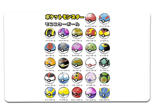 Types Of Pokeballs Large Mouse Pad