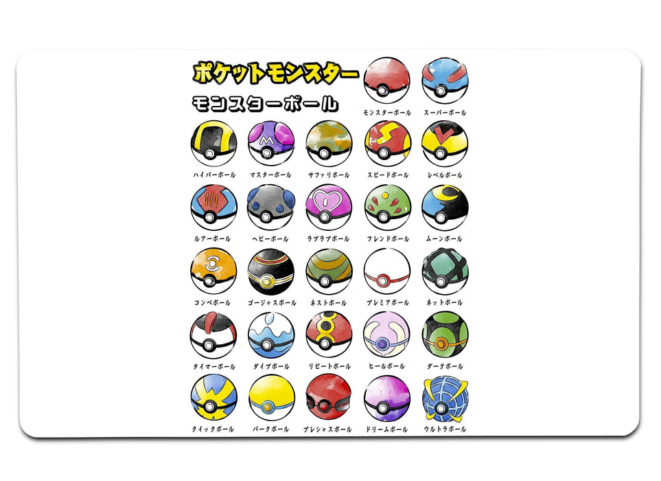 Types Of Pokeballs Large Mouse Pad