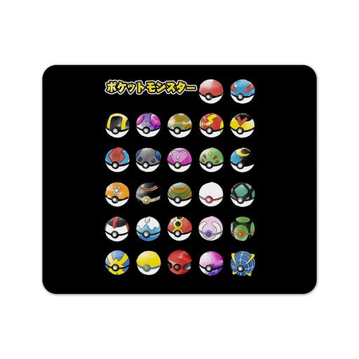 Types Of Pokeballs Mouse Pad