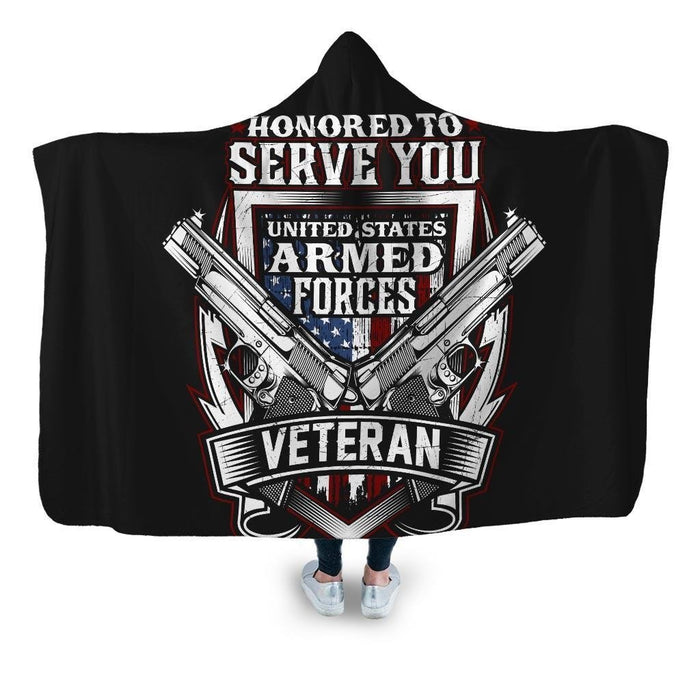 United States Armed Forces Veteran Hooded Blanket - Adult / Premium Sherpa
