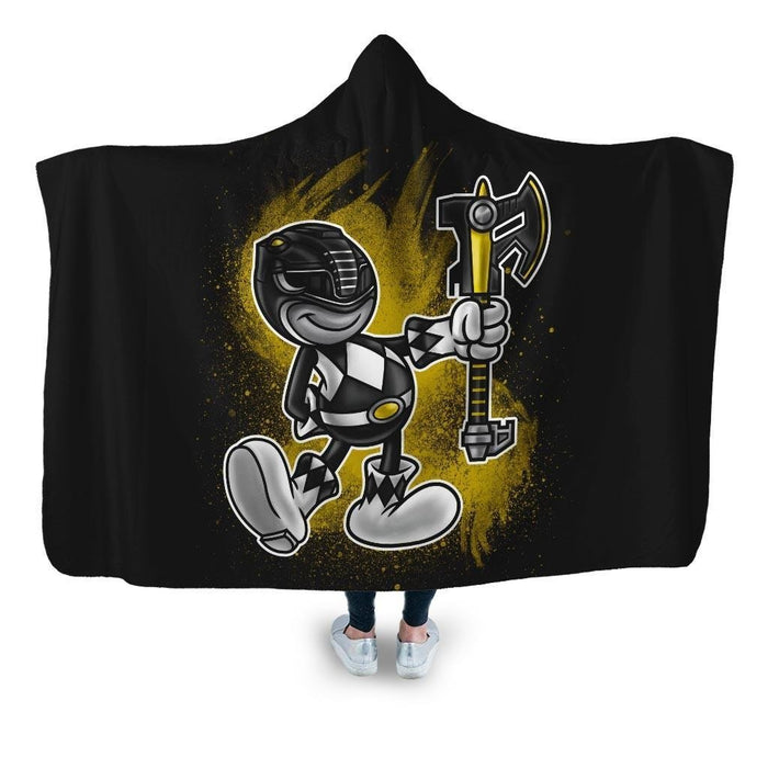 Vintage Black Ranger Hooded Blanket - Adult / Premium Sherpa