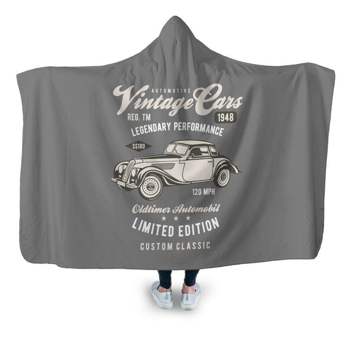 Vintage Cars Hooded Blanket - Adult / Premium Sherpa