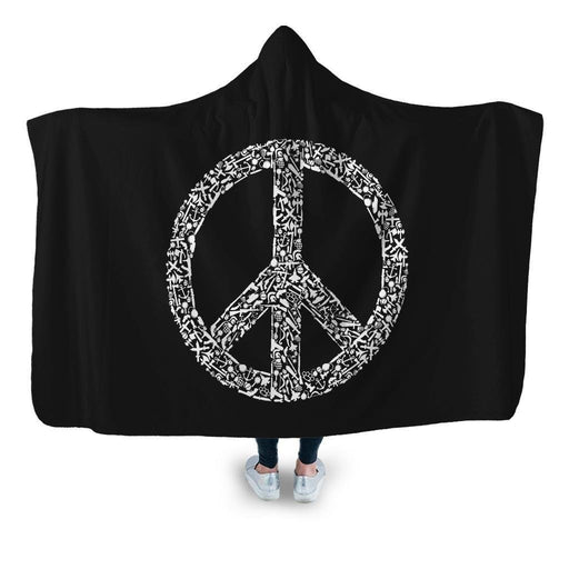 War Peace Hooded Blanket - Adult / Premium Sherpa