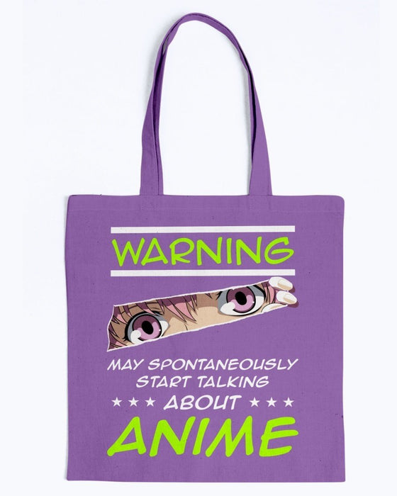 Warning May Spontaneously Start Talking About Anime Tote - Purple / M