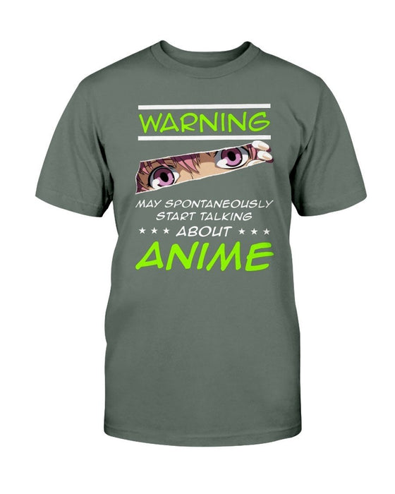 Warning May Spontaneously Start Talking About Anime Unisex T-Shirt - Military Green / S