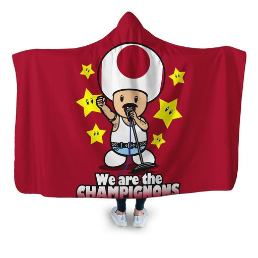 We Are The Champignons Hooded Blanket - Adult / Premium Sherpa