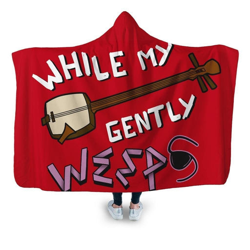 While My Shamisen Gently Weeps Hooded Blanket - Adult / Premium Sherpa