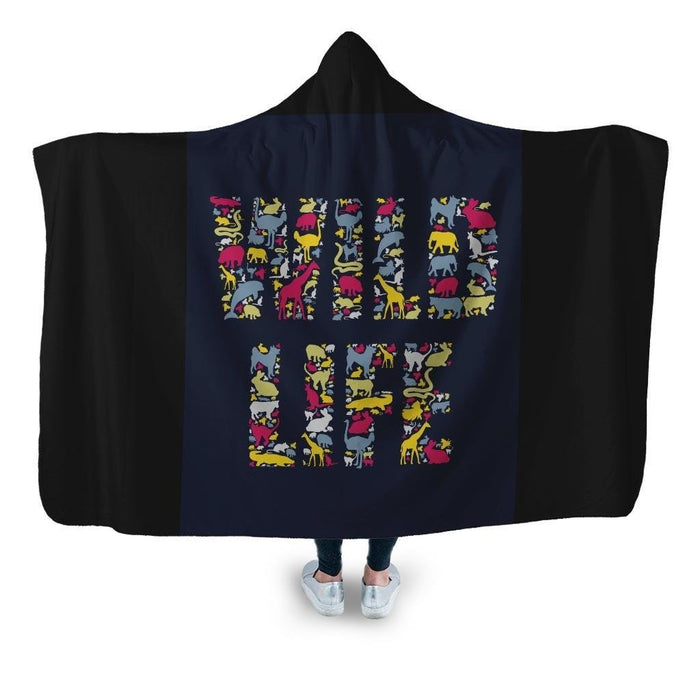 Wild Life Hooded Blanket - Adult / Premium Sherpa