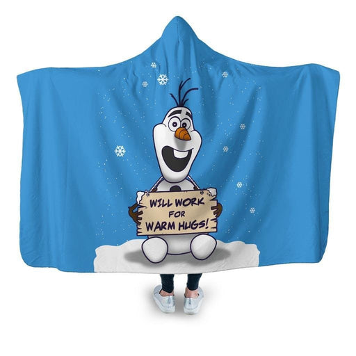 Will Work For Warm Hugs Hooded Blanket - Adult / Premium Sherpa