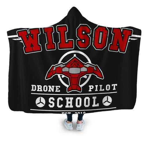 Wilsons Drone Pilot School Hooded Blanket - Adult / Premium Sherpa