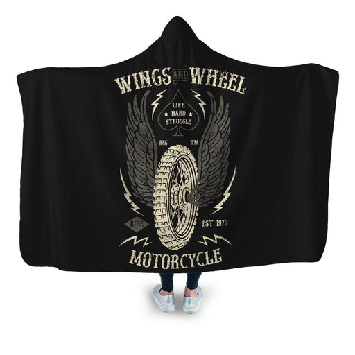 Wings And Wheel Hooded Blanket - Adult / Premium Sherpa