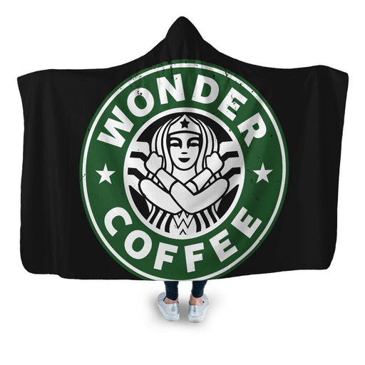Wonder Coffee Hooded Blanket - Adult / Premium Sherpa