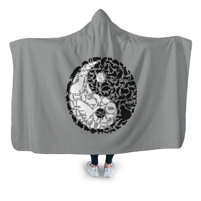 Yinyang Cats Hooded Blanket - Adult / Premium Sherpa