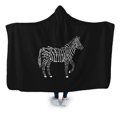 Zebra Bones Hooded Blanket - Adult / Premium Sherpa