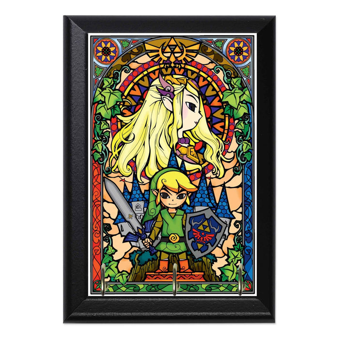 Zelda and Link Stained Glass Geeky Wall Plaque Key Hanger