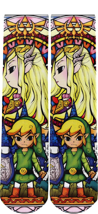 Zelda and Link Stained Glass Novelty Socks