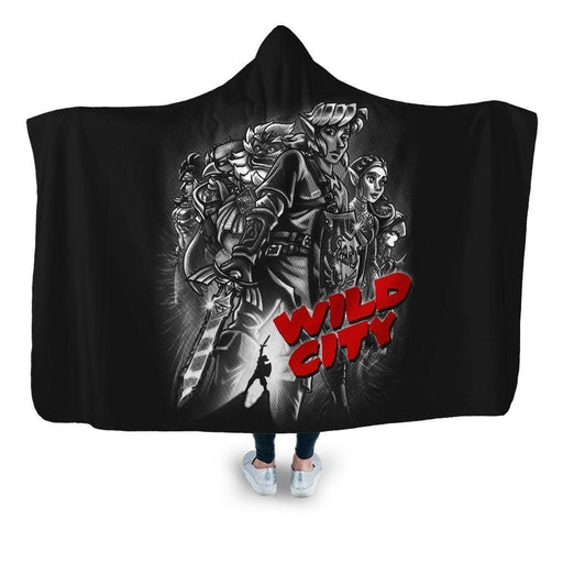 Zelda Wild City B&w Hooded Blanket - Adult / Premium Sherpa
